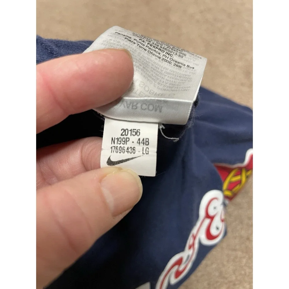 Nike Atlanta Braves Womens Large Max Fried #54 Player T-Shirt Navy Blue Tomahawk